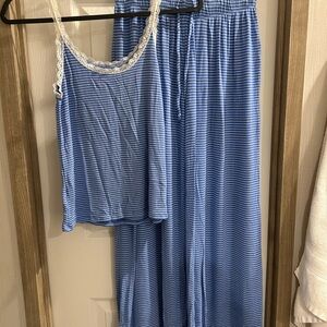 Aerie Blue and White Striped Pajama Set